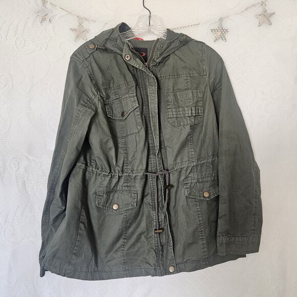 Yoki Collection Canvas Medium Military Jacket Hood Utility Streetwear Neutral - Picture 1 of 16